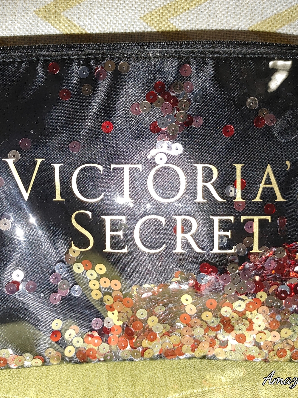 Victoria's Secret Black Sequin Cosmetic Bag
